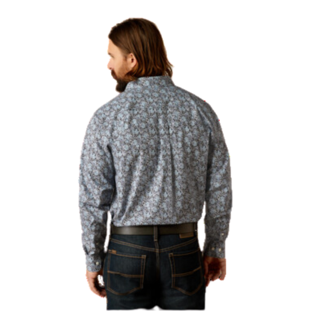 Ariat Men's Wrinkle Free Link Grey Floral Print Shirt