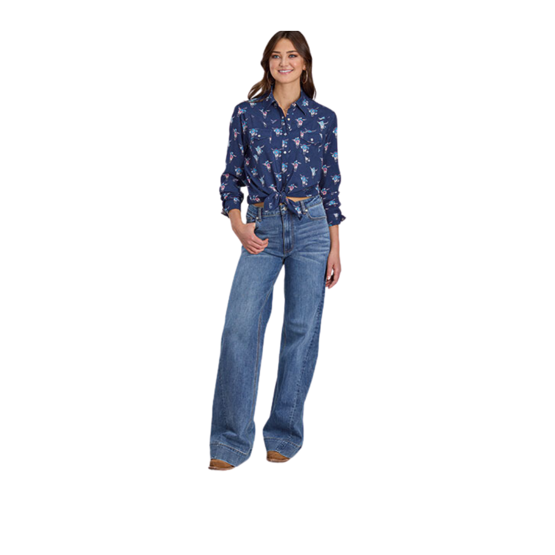 Roper Women's Navy Western Blue Blouse