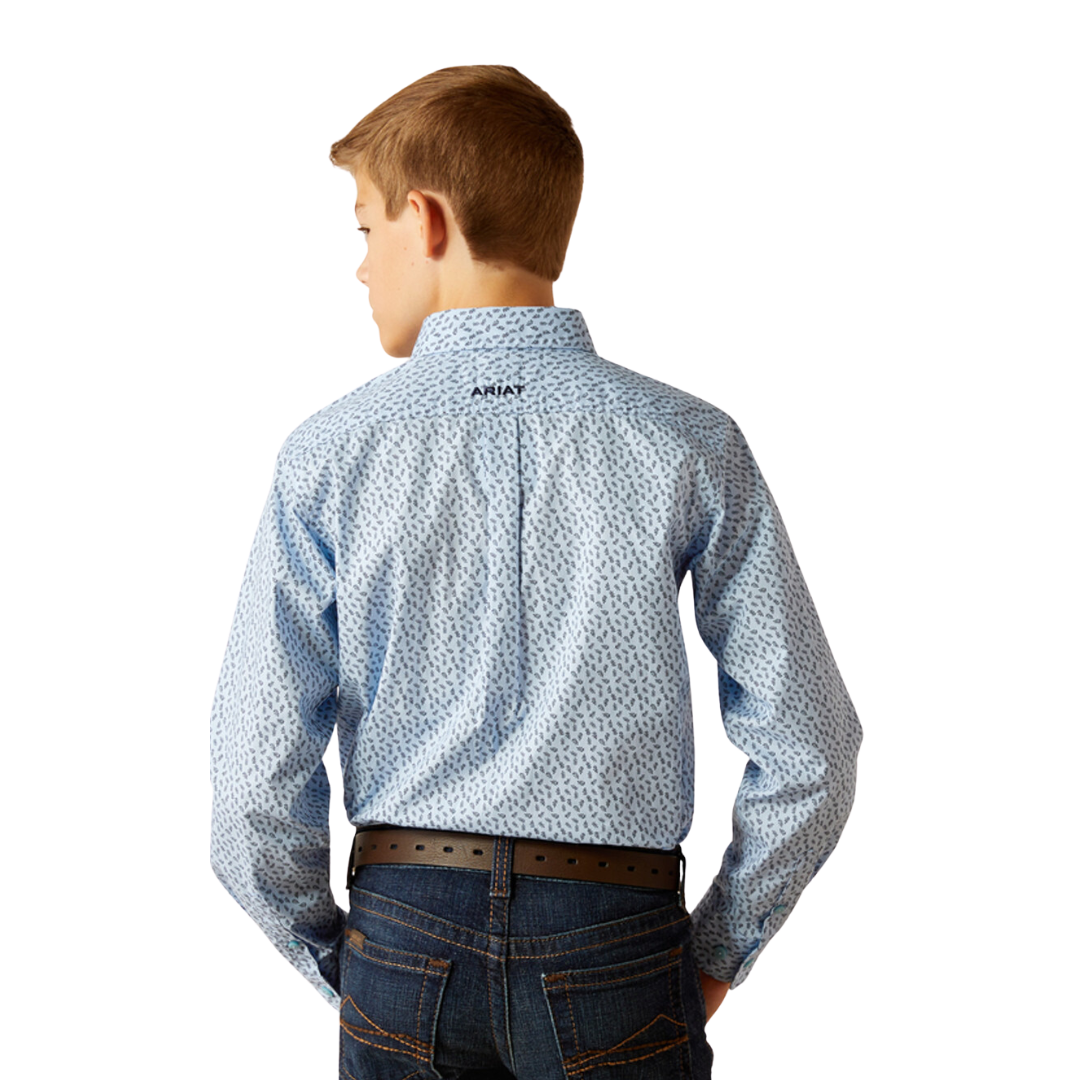 Ariat Youth Boy's Rowan Print Light Blue Shirt