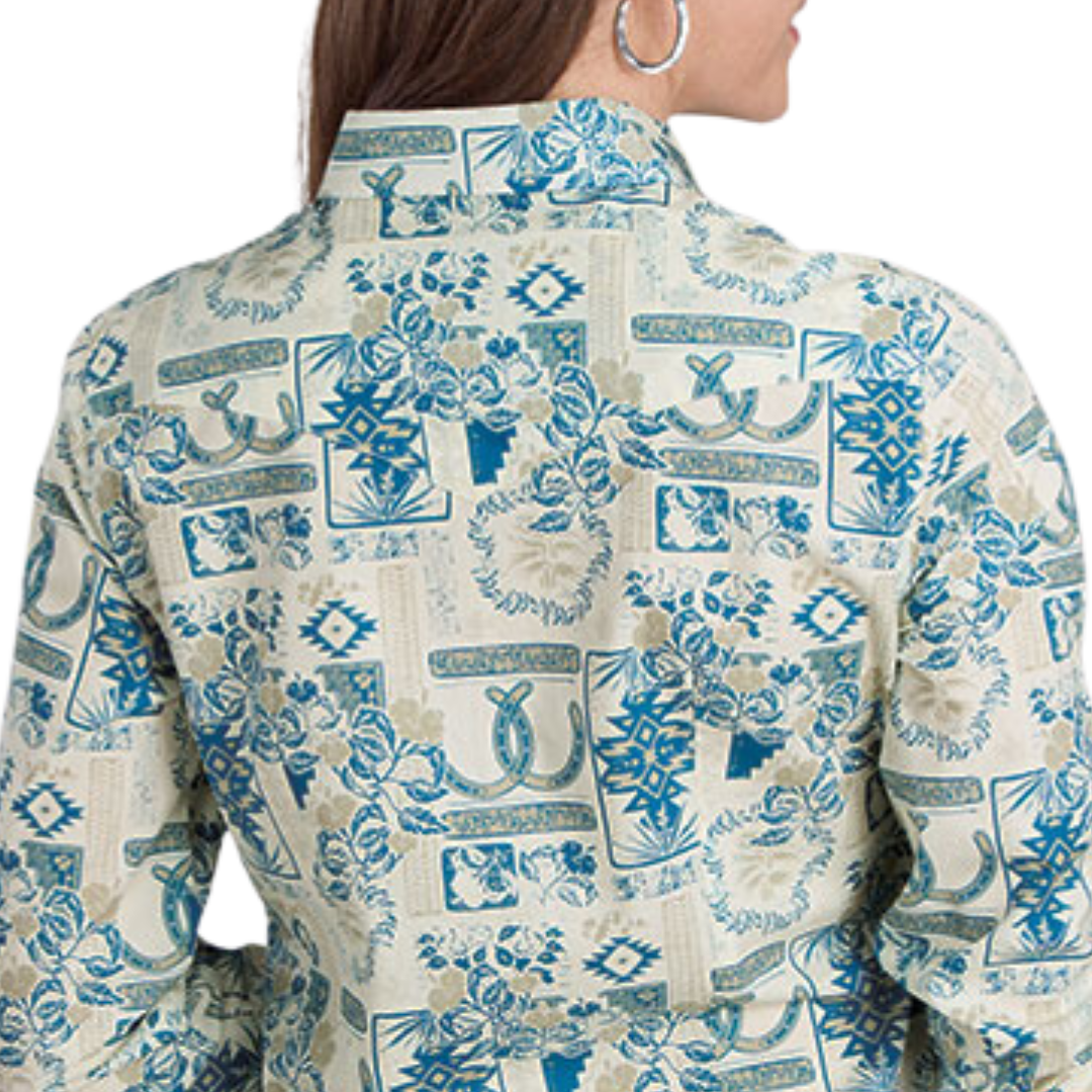 Roper Women's Allover Print Brown Shirt