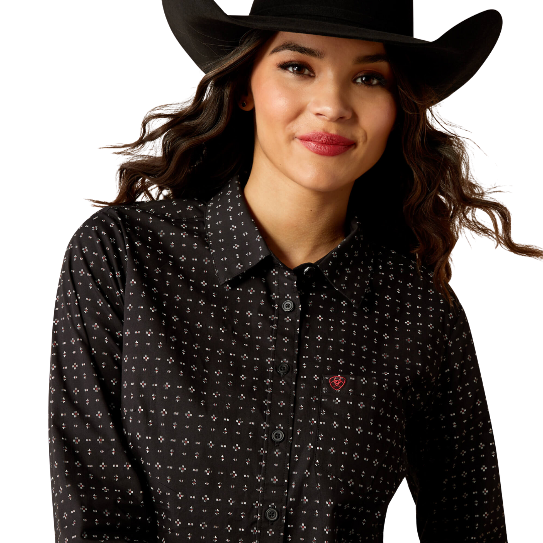 Ariat Women's Kirby Stretch Gia Geo Print Black Shirt