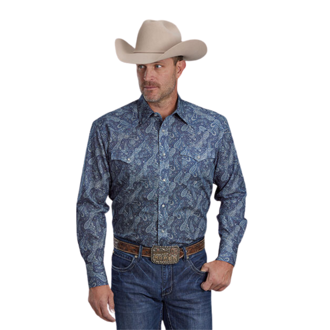 Roper Men's River Paisley Blue Shirt