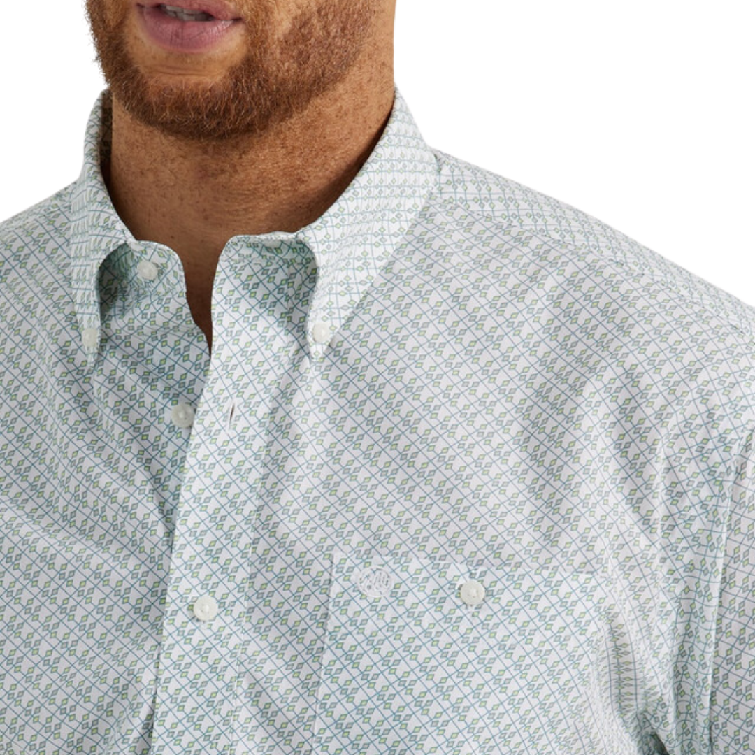Wrangler Men's Classic Diamond Print White Shirt