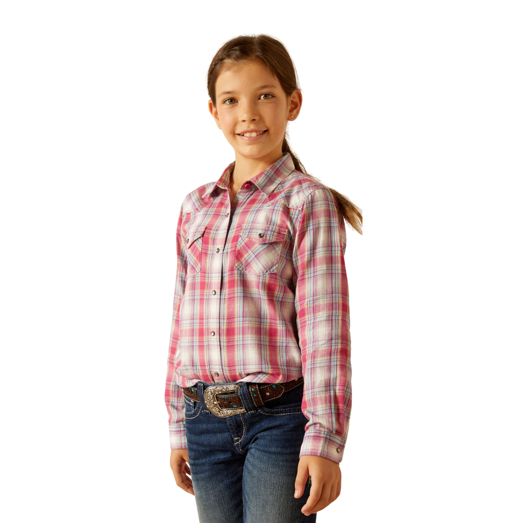 Ariat Youth Girl's Plaid Merida Red Shirt