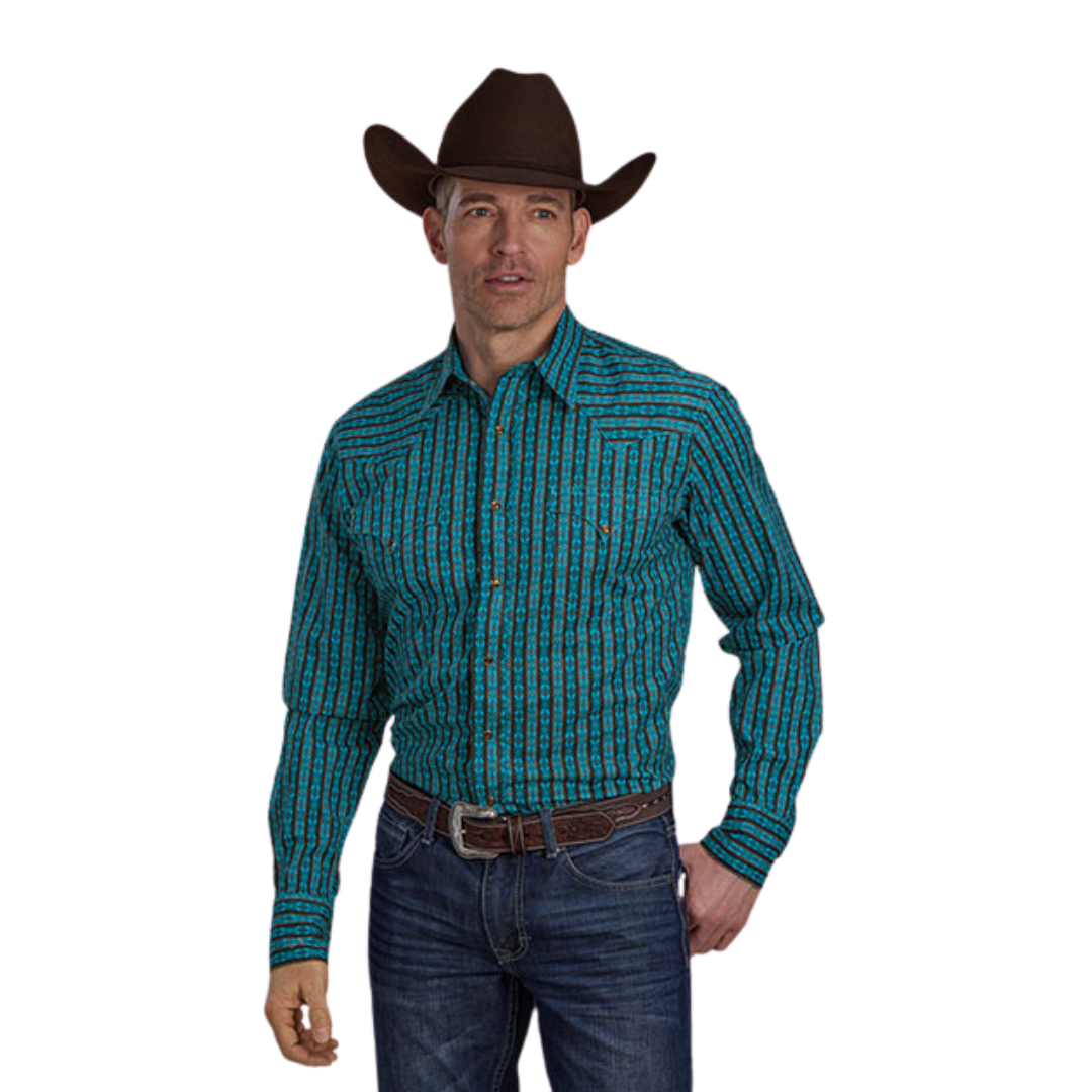 Roper Men's Aztec Print Blue Shirt - Western Style, Quality