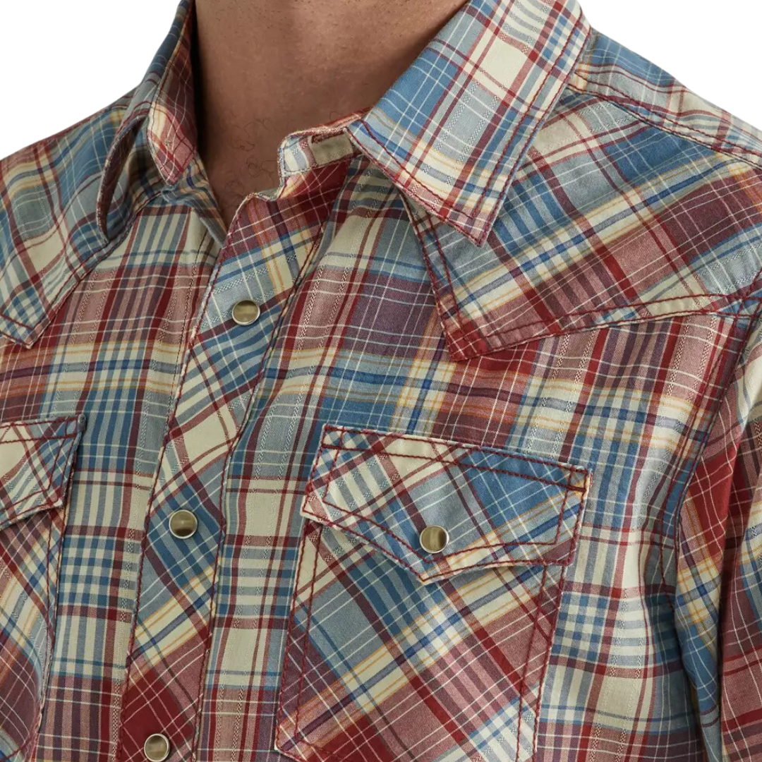 Wrangler Men's Plaid Retro Red And Blue Shirt