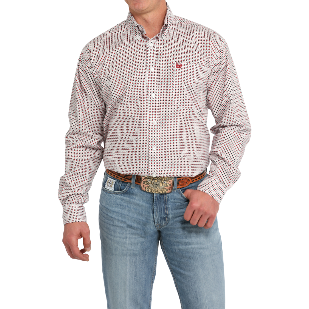 Cinch Men's Playing Card White Shirt