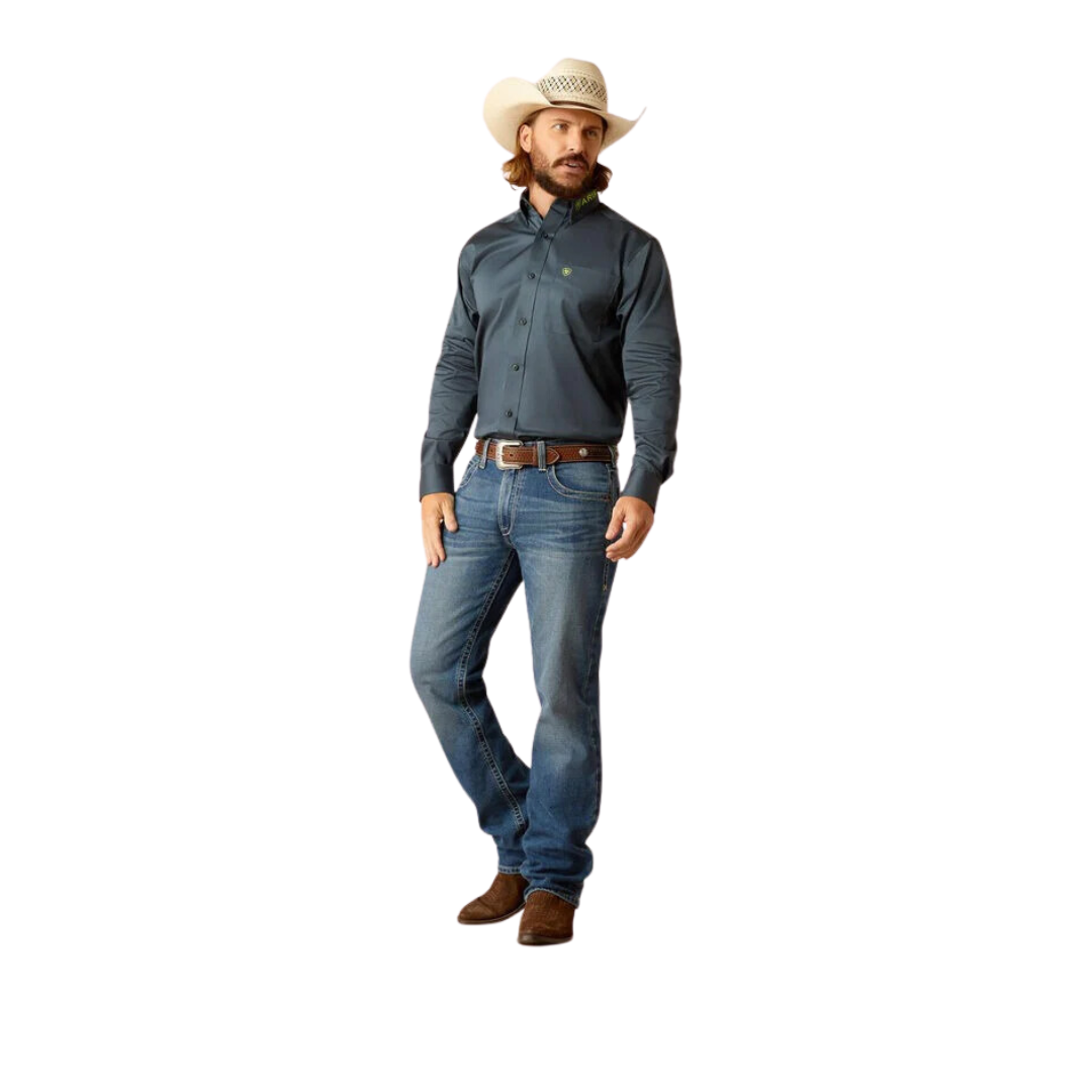 Ariat Men's Team Logo Twill Fitted Dark Gray Shirt