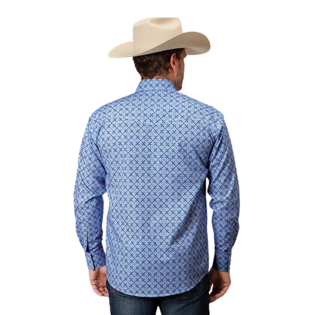Roper Men's Snap Allover Blue Shirt