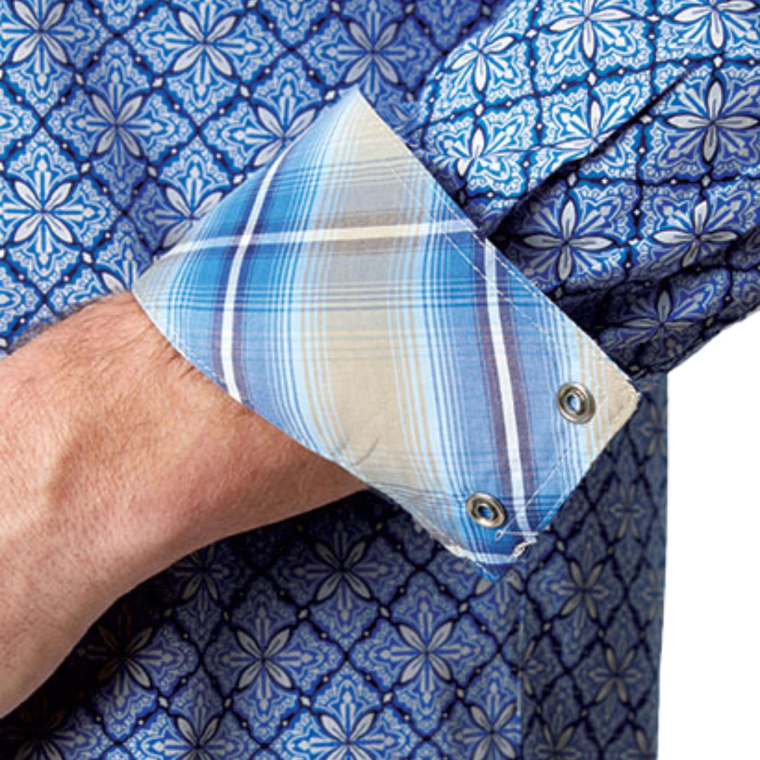 Roper Men's Snap Allover Blue Shirt