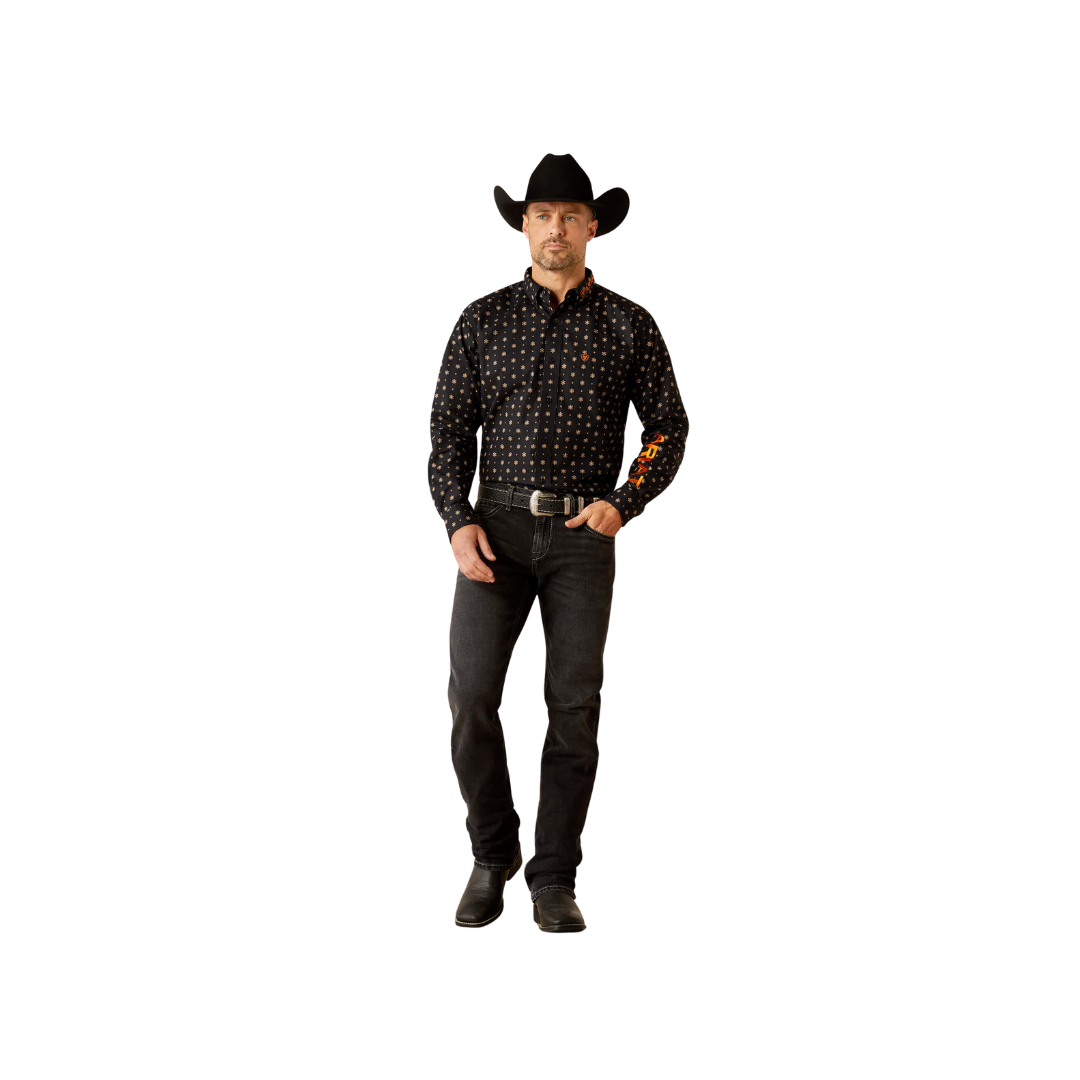 Ariat Men's Team Team Kelvin Classic Fit Black Dark Grey Shirt