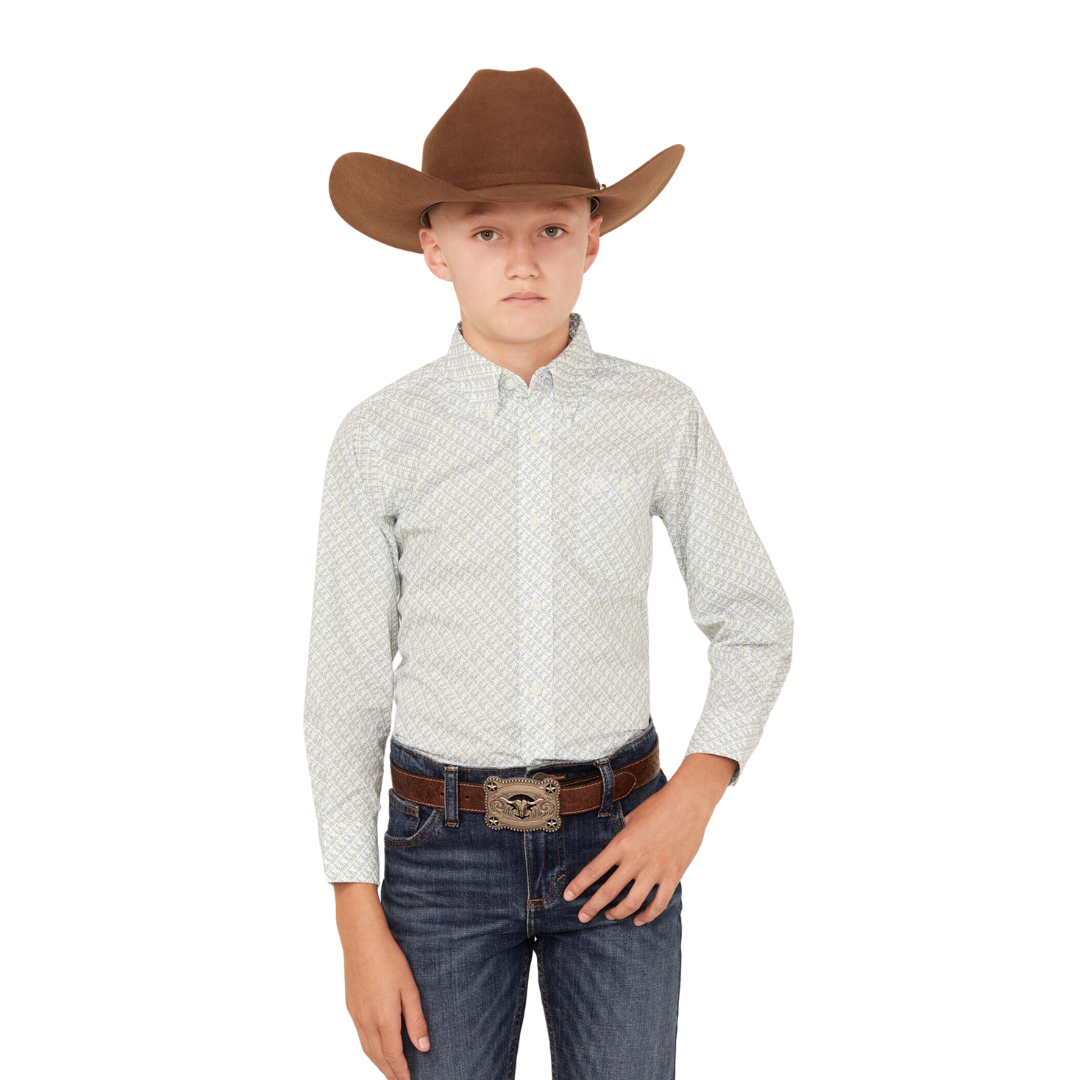 Wrangler Youth Boy's 20x Geo Print Beige Shirt