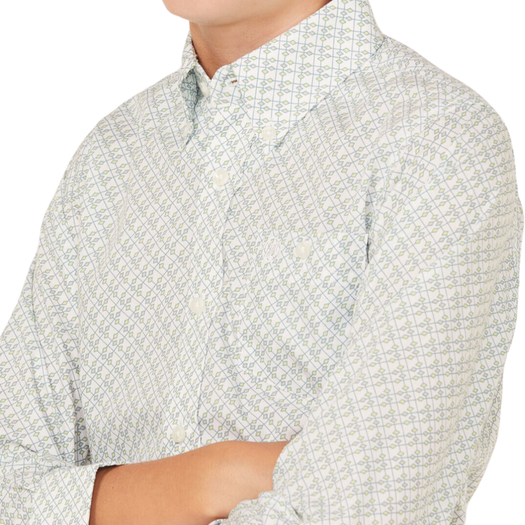Wrangler Youth Boy's 20x Geo Print Beige Shirt