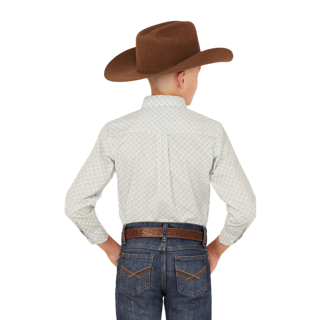 Wrangler Youth Boy's 20x Geo Print Beige Shirt