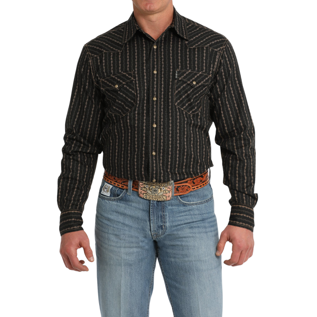 Cinch Men's Modern Vintage Stripe Black Shirt