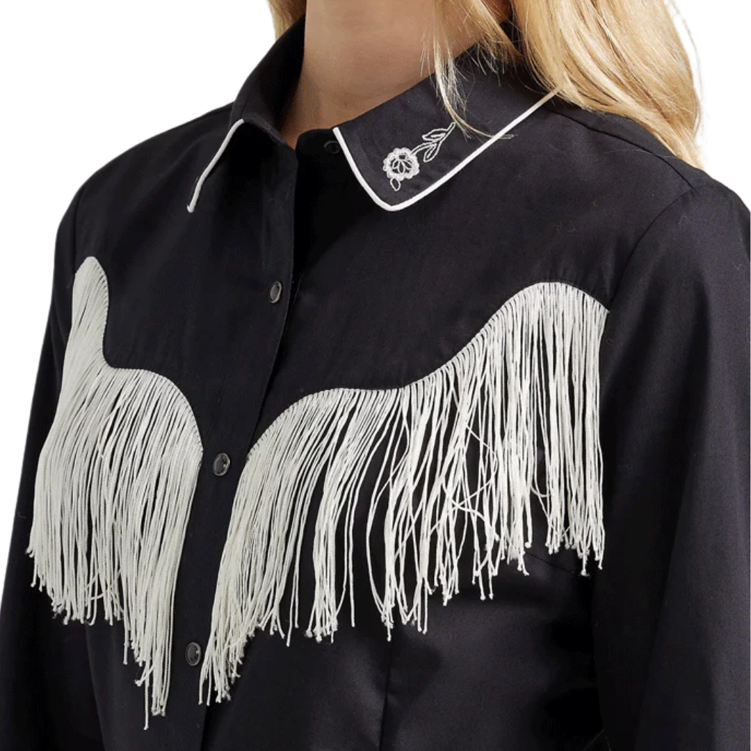 Wrangler Women's Dress Fringe Black Shirt