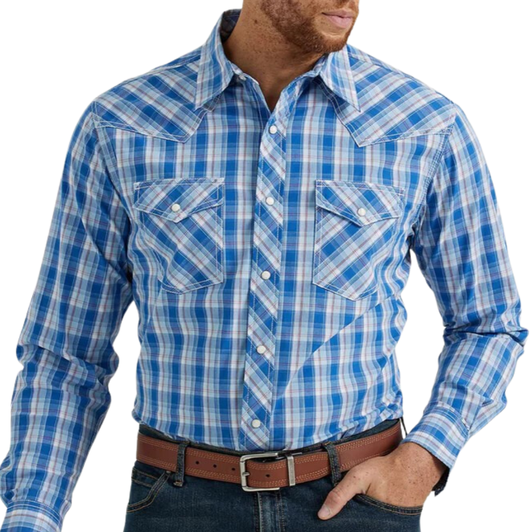 Wrangler Men's 20X Long Sleeve Blue Shirt