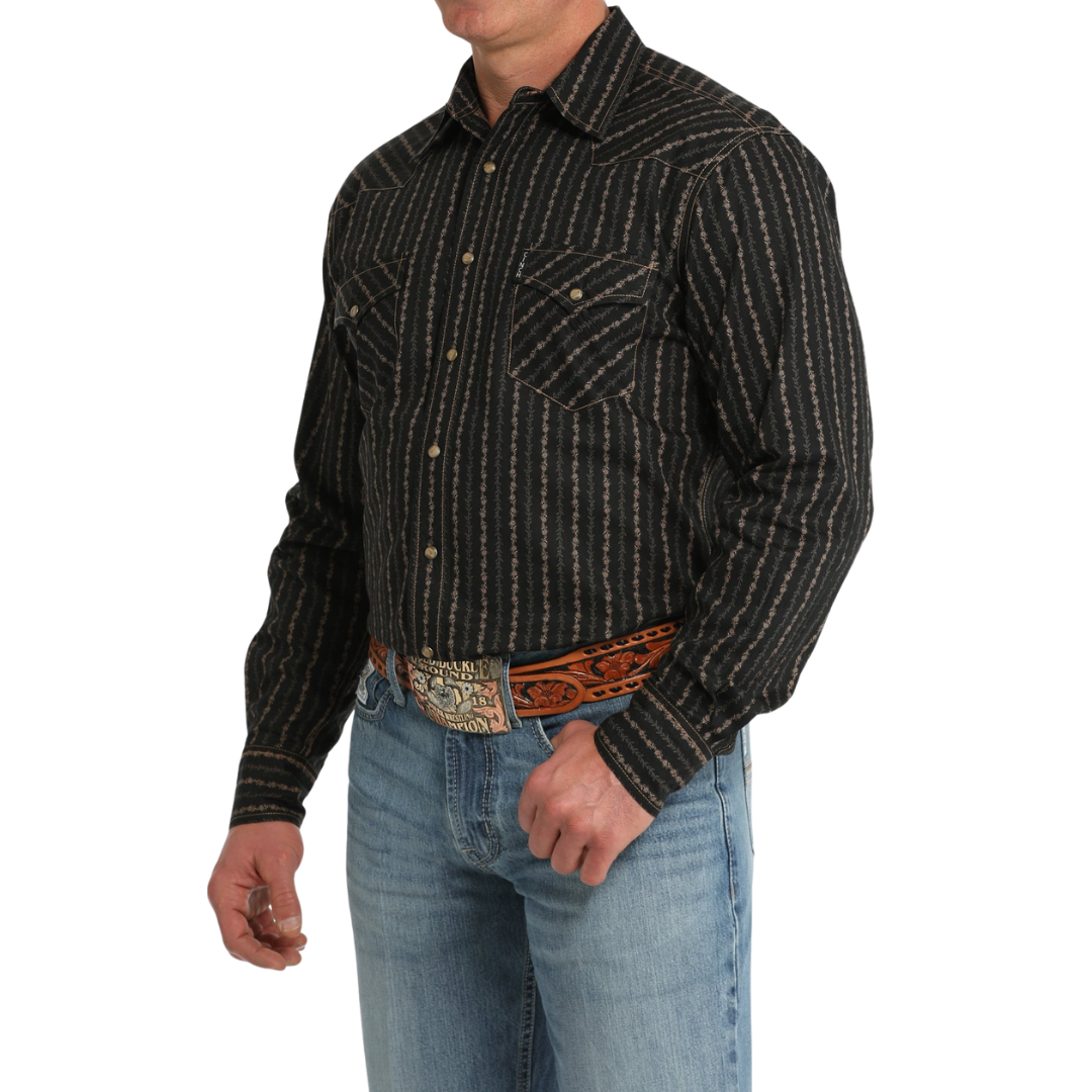Cinch Men's Modern Vintage Stripe Black Shirt