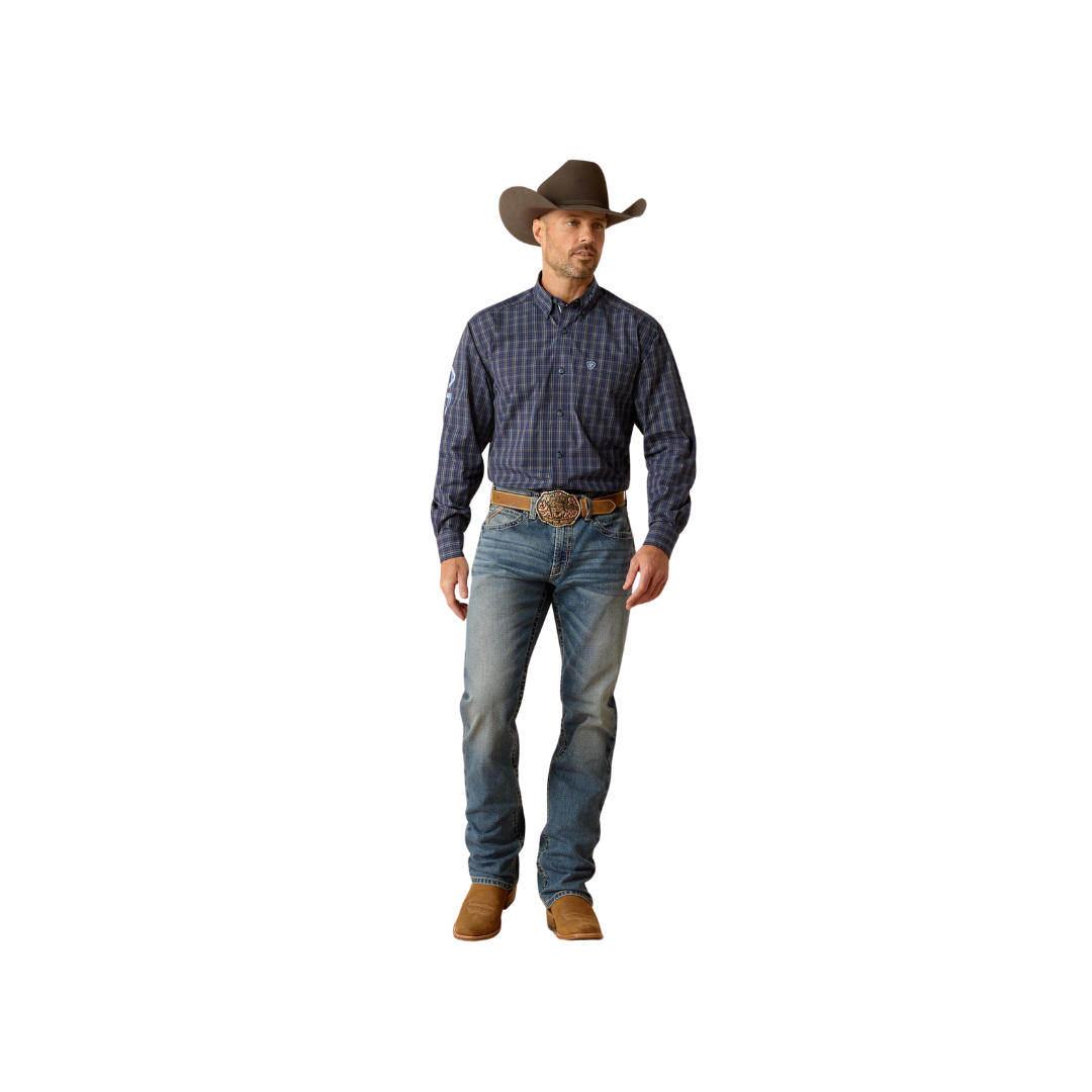Ariat Men's Pro Series Team Kolt Navy Blue Light Blue Shirt