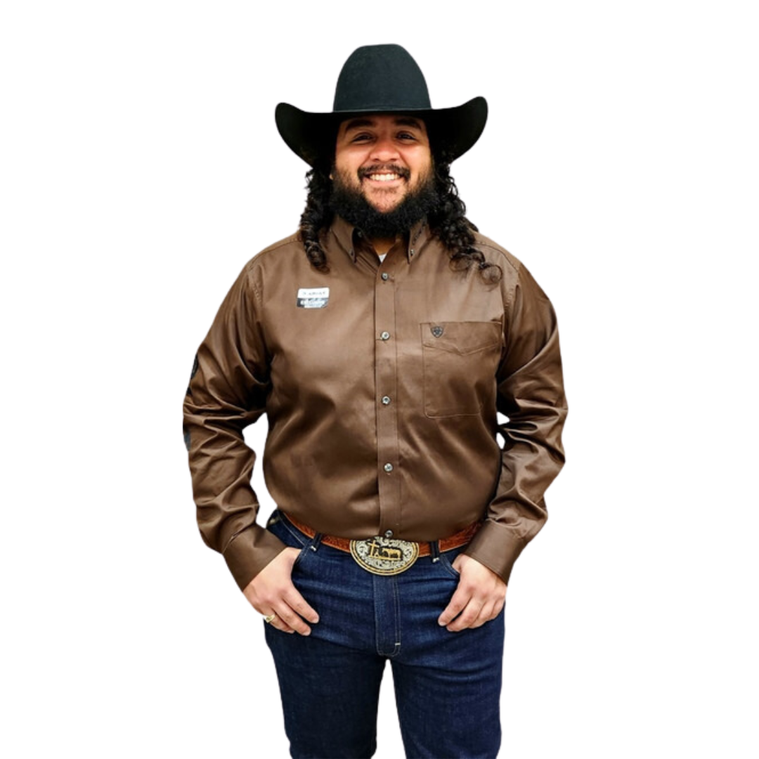 Ariat Men's Team Logo Twill Chocolate Shirt
