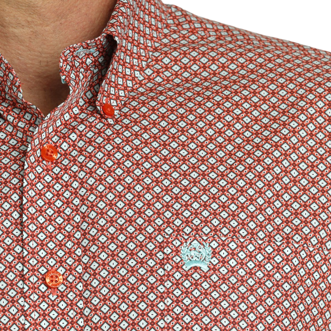 Cinch Men's Printed Spandex Weave Red Shirt