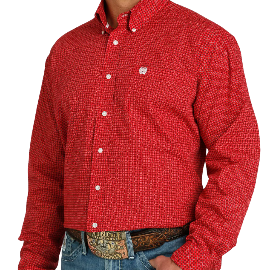 Cinch Men's Print Red Shirt
