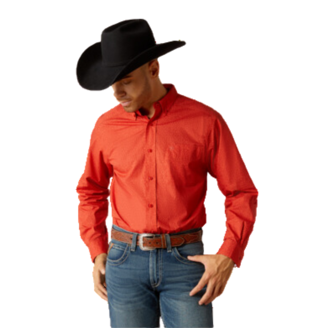 Ariat Men's Russell Classic Fit Button Down Red Shirt