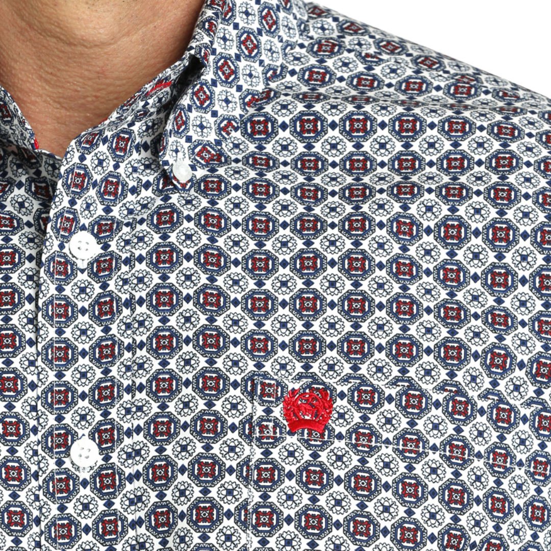 Cinch Men's Print Geometric Black Red Shirt