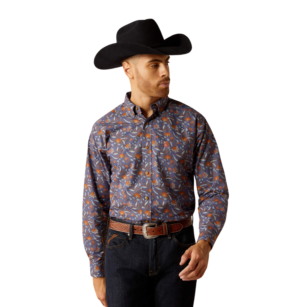 Ariat Men's Ty Classic Fit Dark Blue Shirt