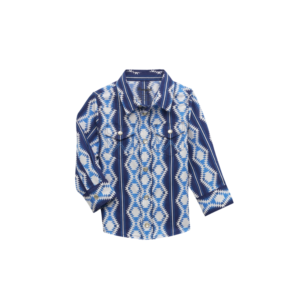 Wrangler Toddler Boy's Snap Blue Shirt