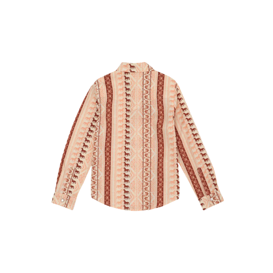 Wrangler Youth Girl's Geo Print Western Pink Shirt
