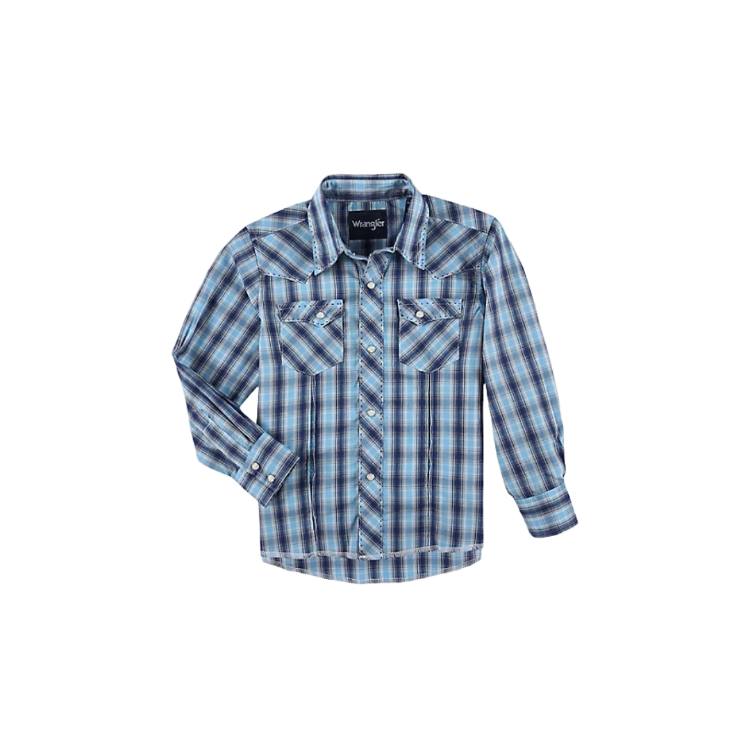Wrangler Youth Boy's Long Sleeve Fashion Blue Shirt