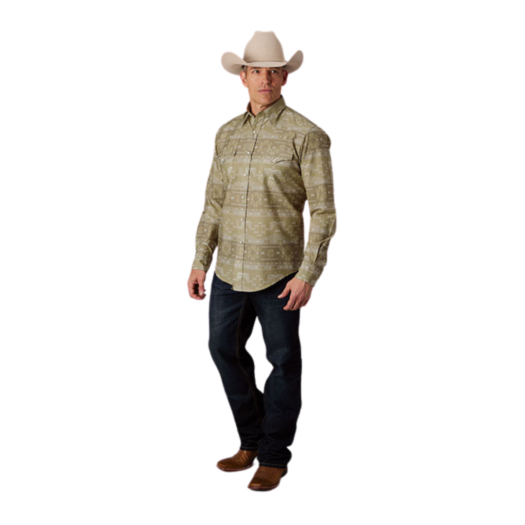 Roper Men's Firebird Print Brown Shirt