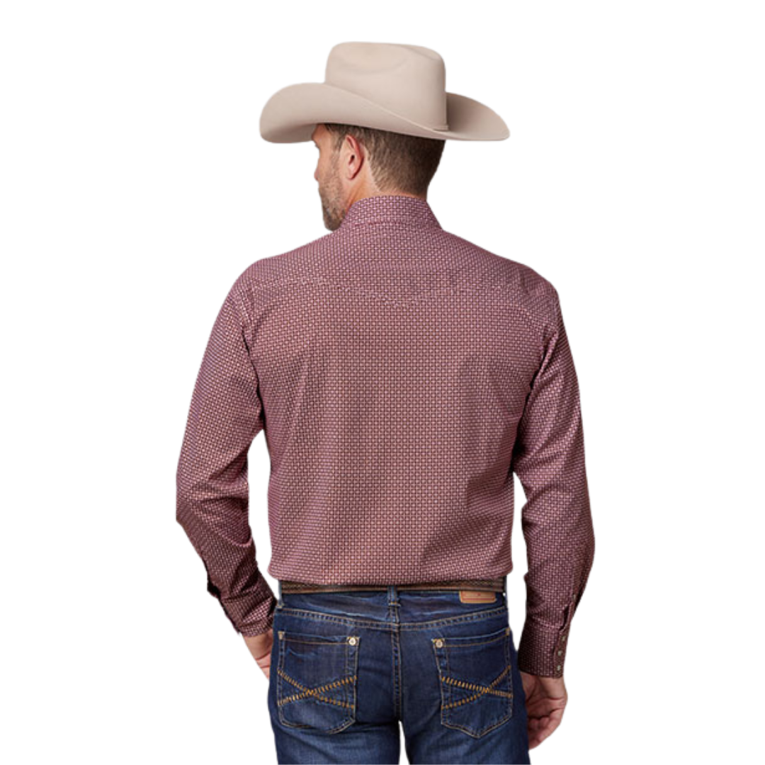 Roper Men's Stretch Neat Red Shirt