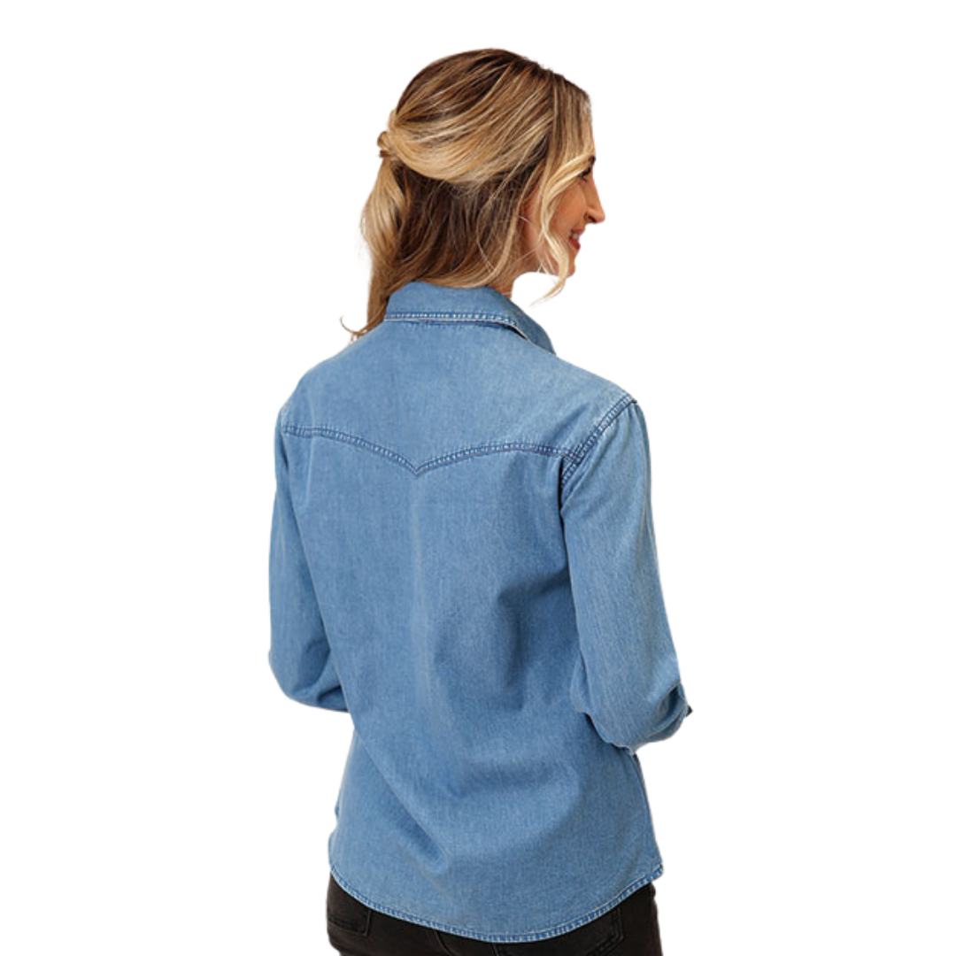 Roper Women's Long Sleeve Medium Denim Blue Shirt