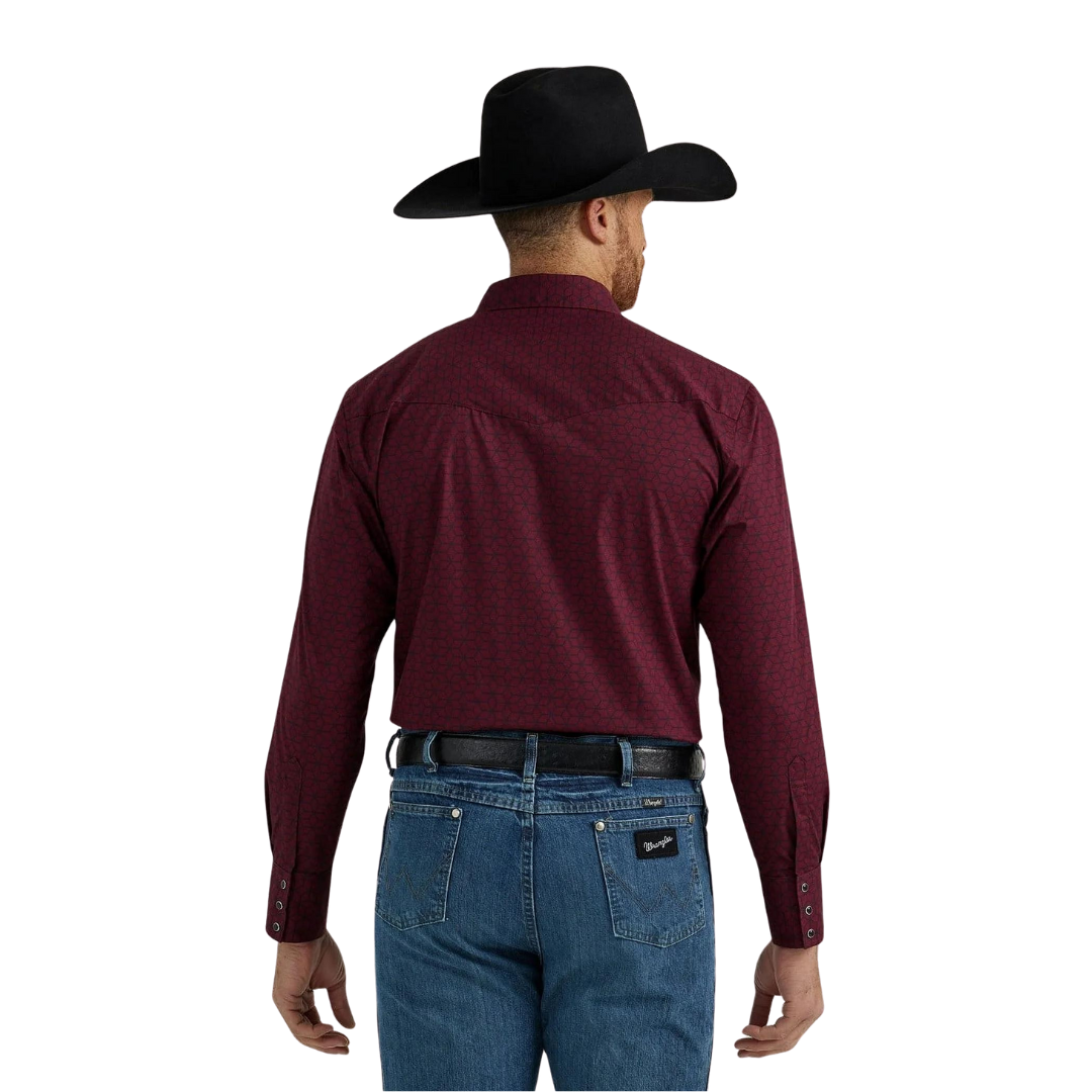 Wrangler Men's Silver Edition Burgundy Print Shirt
