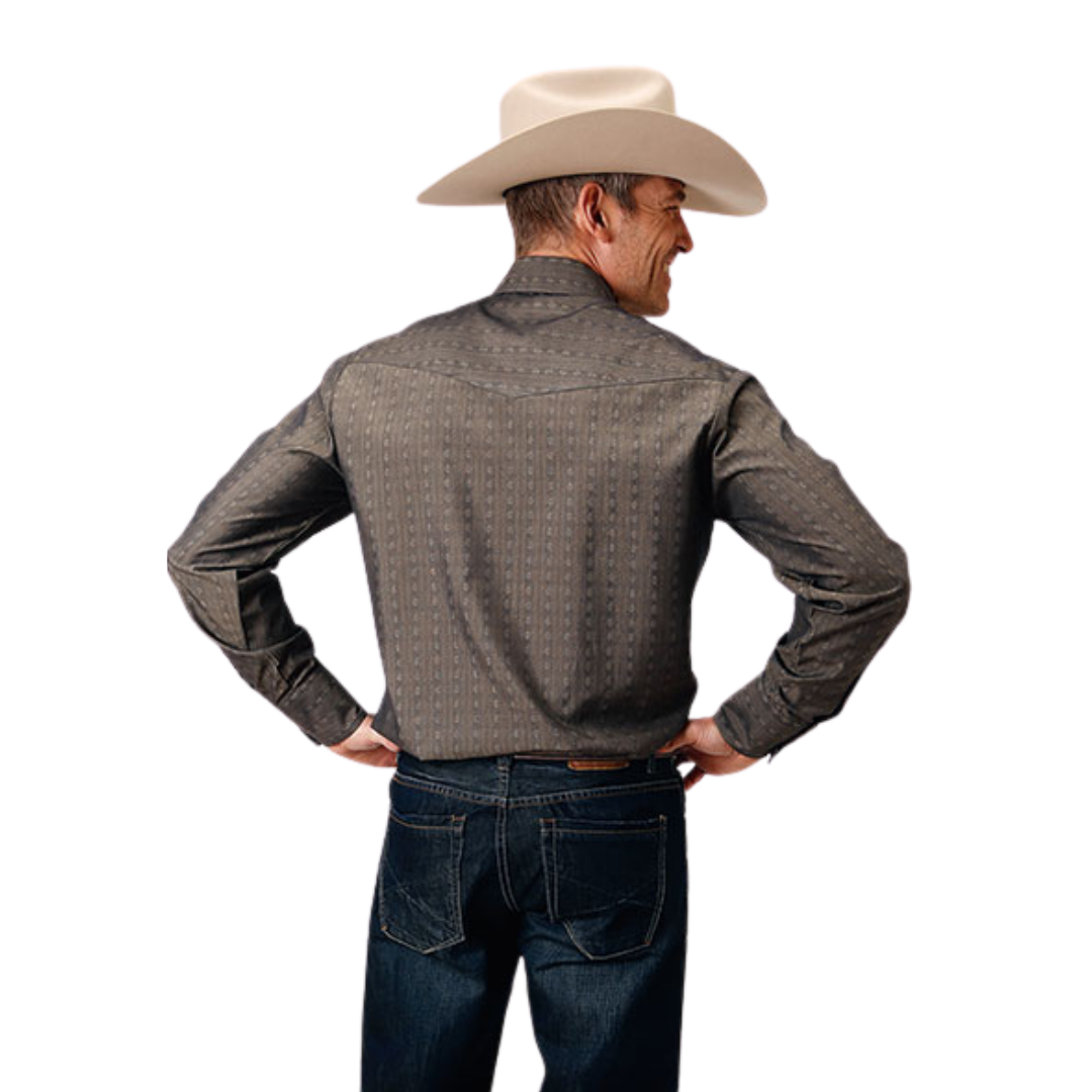 Roper Men's Floral Stripe Grey Shirt