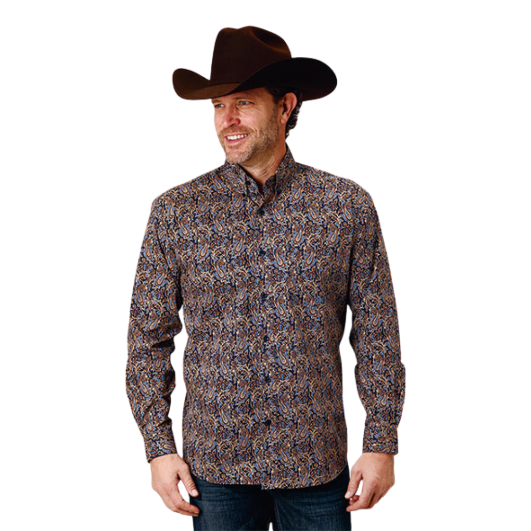 Roper Men's Vintage Paisley Western Blue Shirt