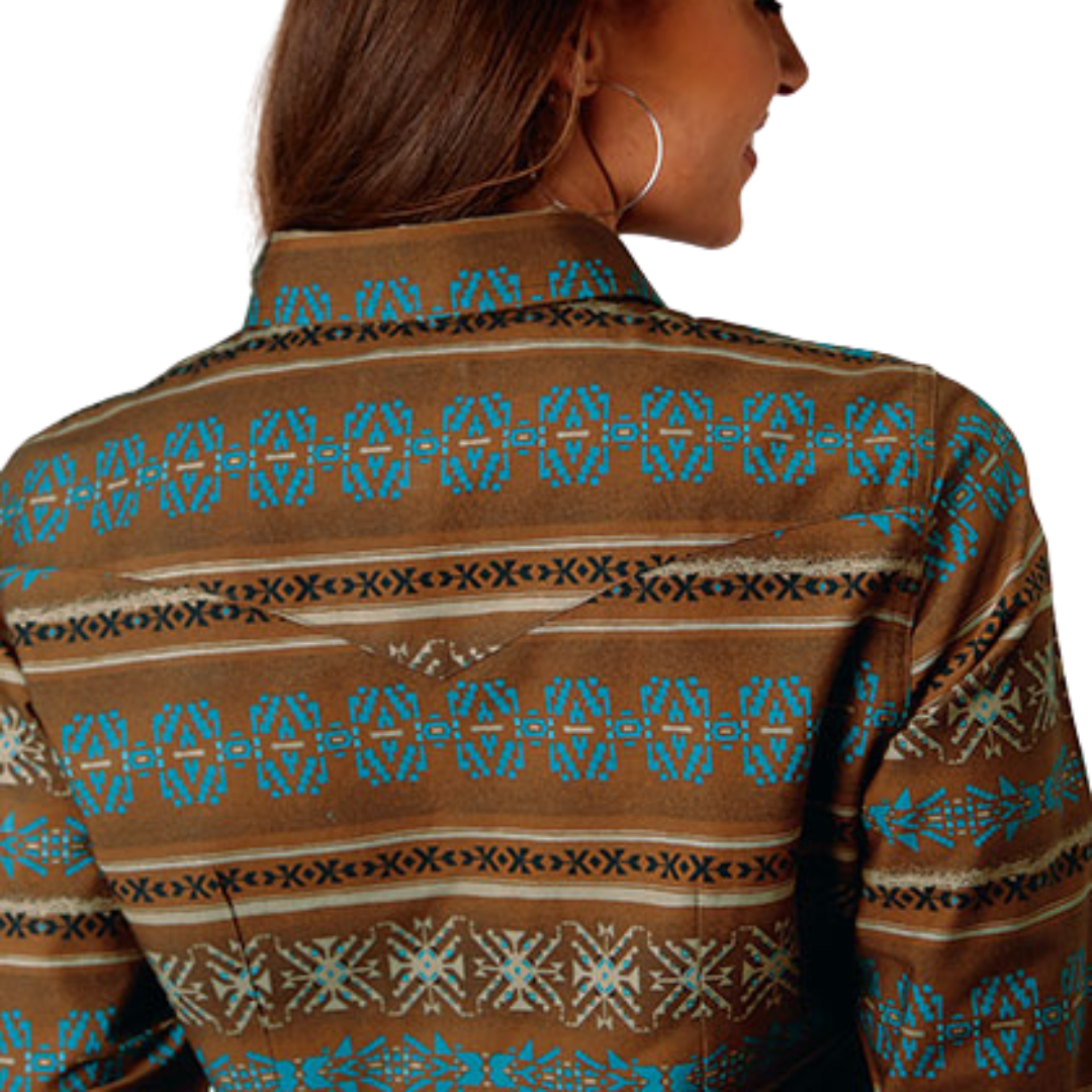 Roper Women's Clay Aztec Print Western Brown Shirt