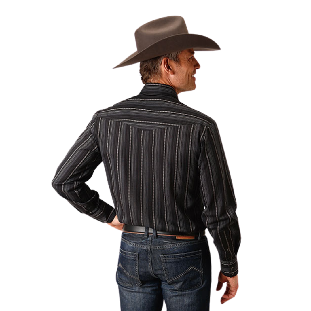 Roper Men's Stripe Western Black Shirt