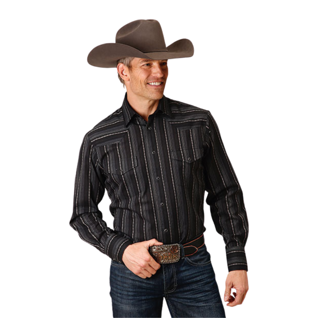 Roper Men's Stripe Western Black Shirt