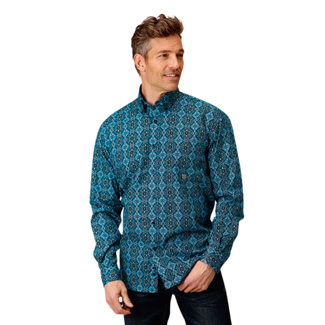 Roper Men's Gothic Medallion Blue Shirt