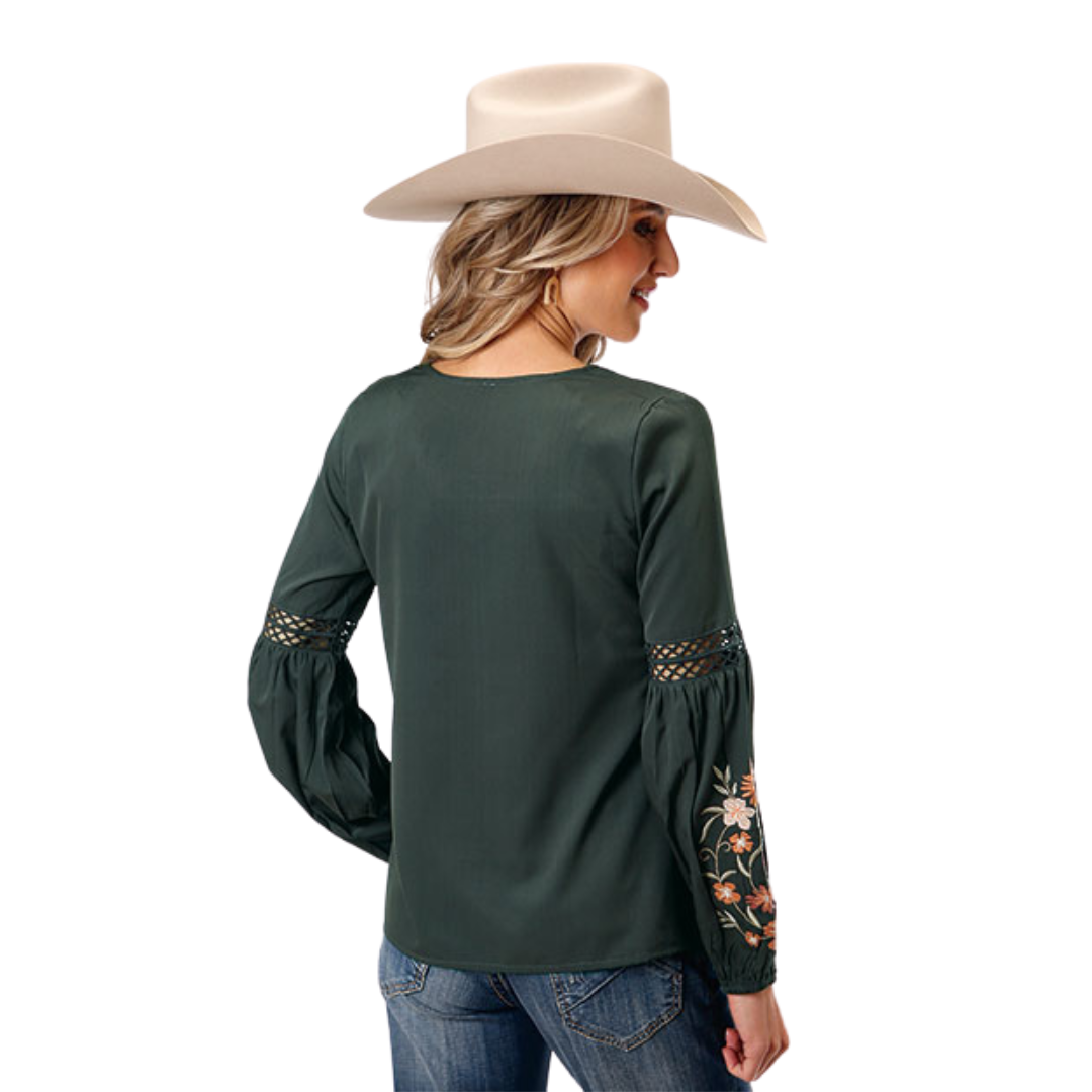 Roper Women's Charcoal Poly Crepe Blouse