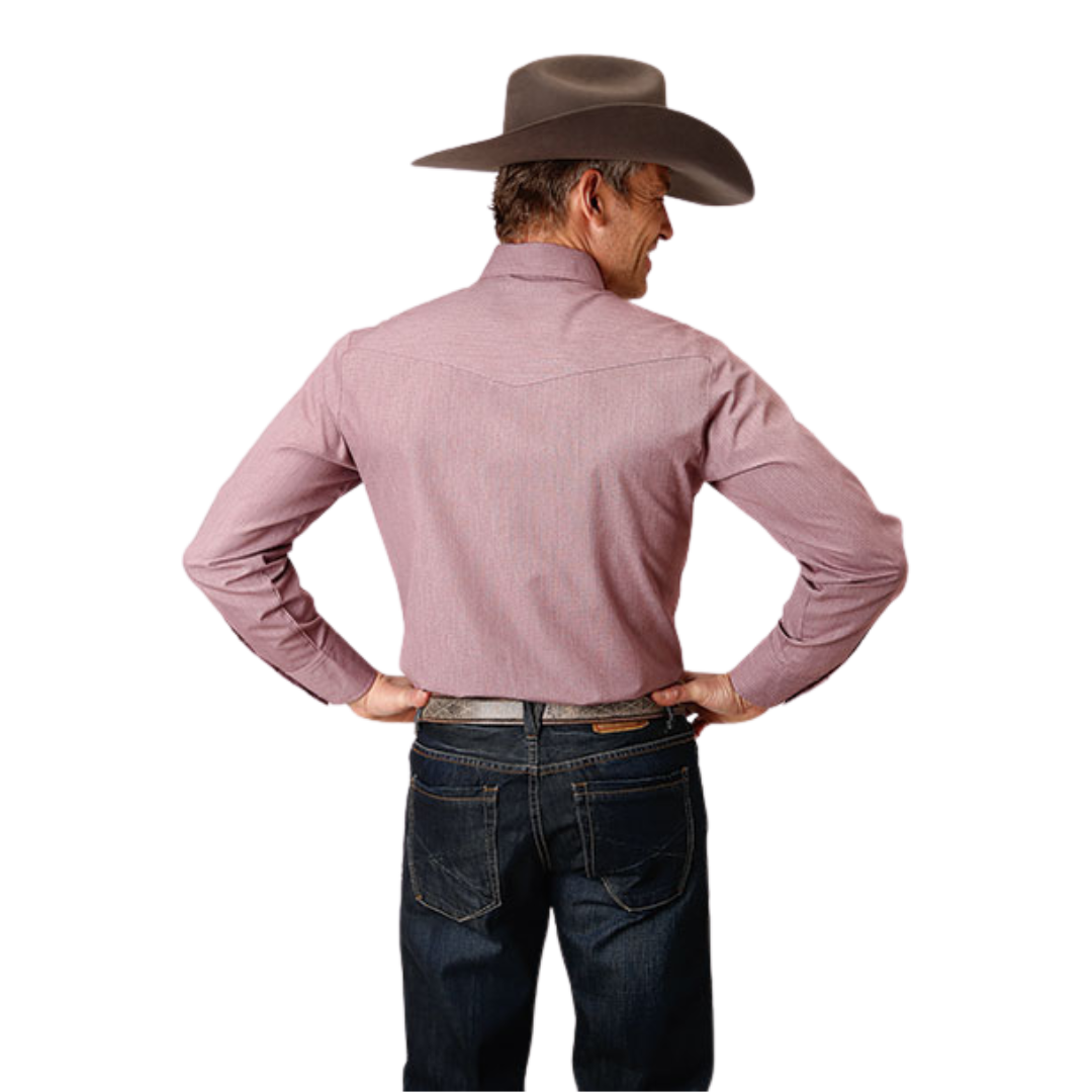 Roper Men's Squares Tone On Tone Wine Shirt