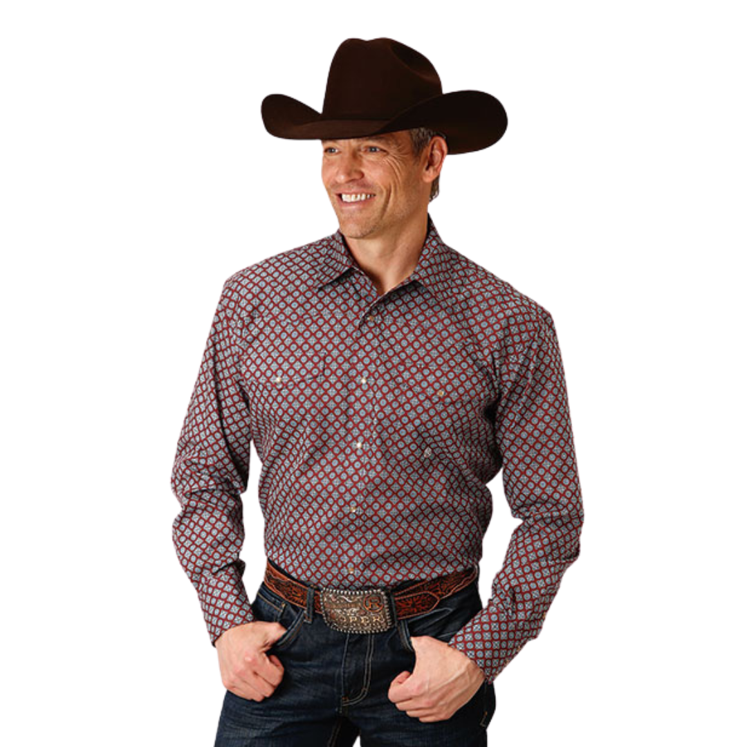 Roper Men's Classic Foulard Wine Shirt