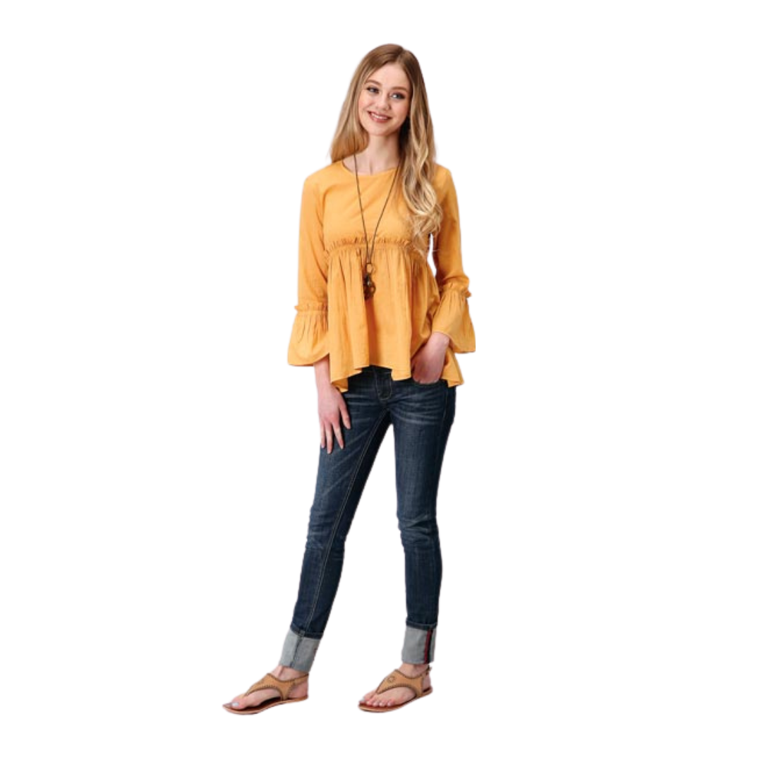 Roper Women's Yellow Dip Dyed Cotton Blouse