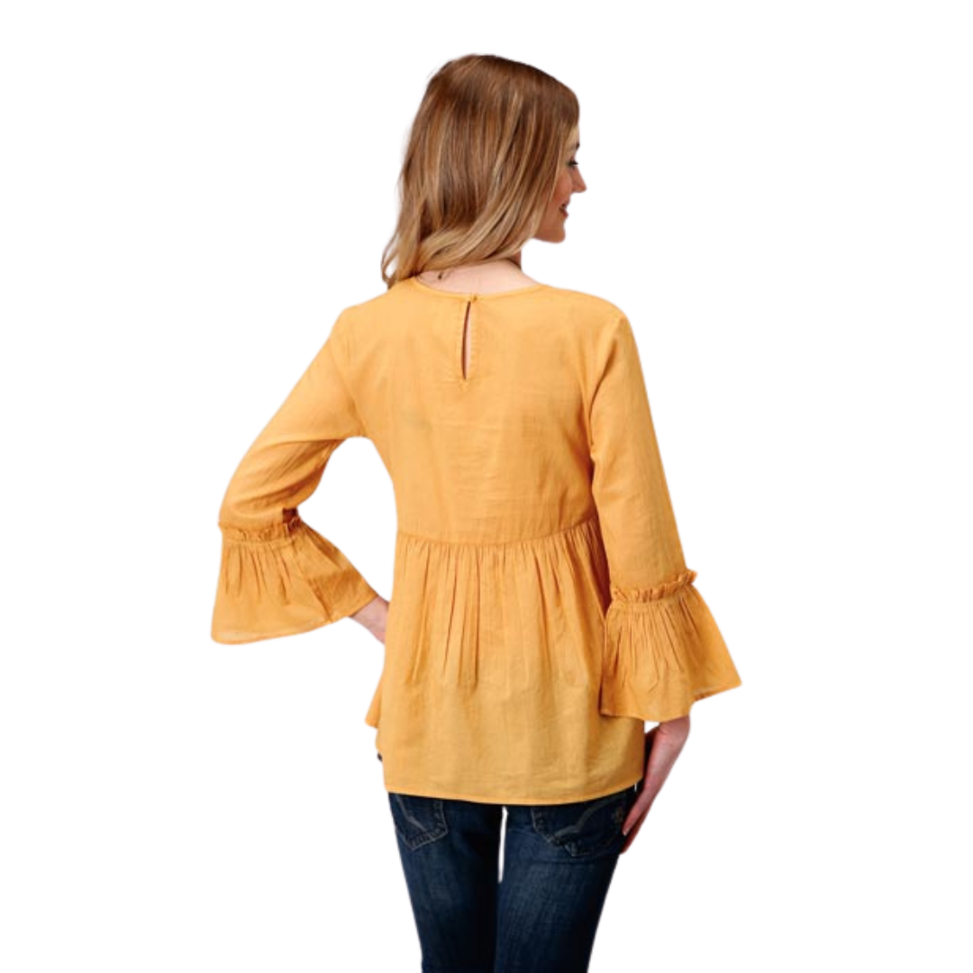 Roper Women's Yellow Dip Dyed Cotton Blouse
