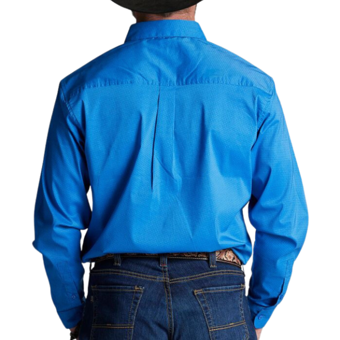 Justin Men's Woven Blue Diamond Shirt
