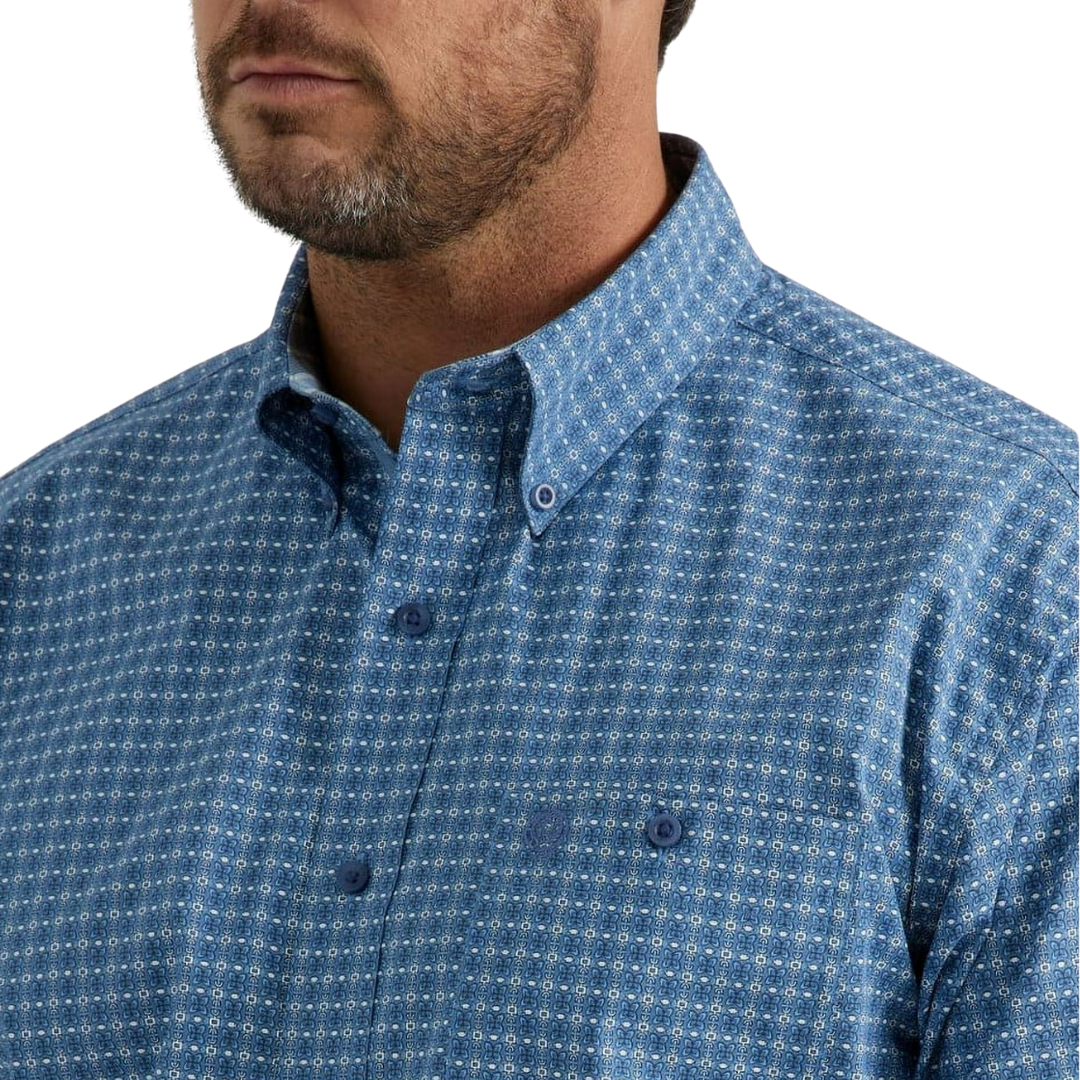 Wrangler Men's George Strait Blue Plaid Shirt - Big & Tall