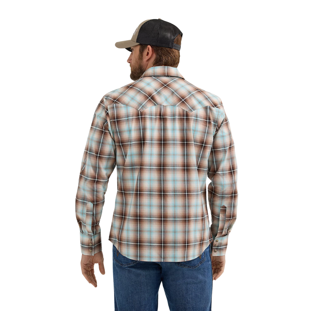Wrangler Men's Retro Sawtooth Pocket Brown Shirt